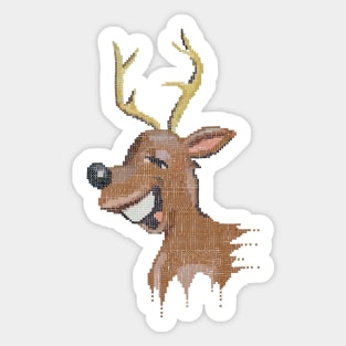 REINDEER - Funny Fake Embroidery Christmas print Sticker